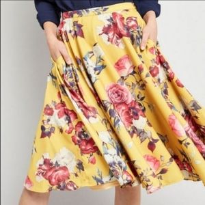 Modcloth Ikebana For All Swing Skirt